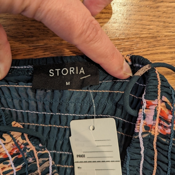 Storia Floral Blue Smocked Ruffle Mini Dress Medium - Picture 8 of 10